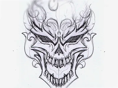 Burning Skull Sketch deadly esport fire fireball illustration mascot skeleton sketch skillet skull