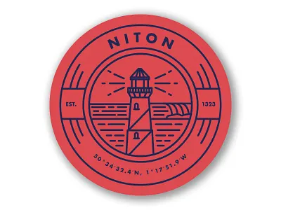 Niton badge circle clean illustration line simple sticker surf