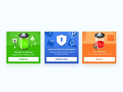 Feature toast app applock battery boost illustration material design shield toast ui