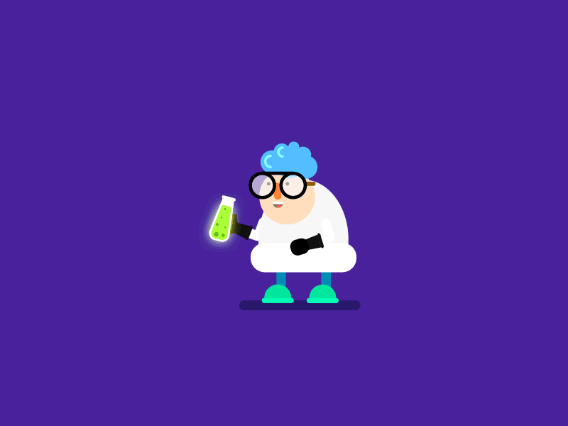 Crazy professor animation character animation flat illustration