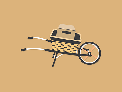 Wheelbarrow farm tools flat design graphic design illustration minimalist wheelbarrow