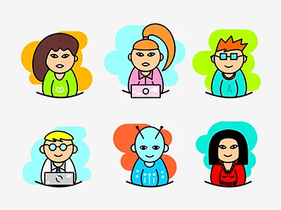 Set Of Vector Flat Style Male And Female Characters flat