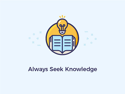 Always Seek Knowledge always book bright care hands icon illustration knowledge lamp seek vector