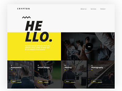 Crypton - landing for creative agency agency creative crypton font hello landing website wordpress yellow