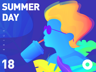 summer day colors graphic illustration poster summer day vector