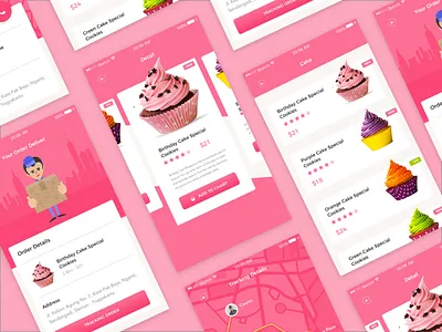 Bakery UI Challange bakery cake design flat maps shop tracking ui ux