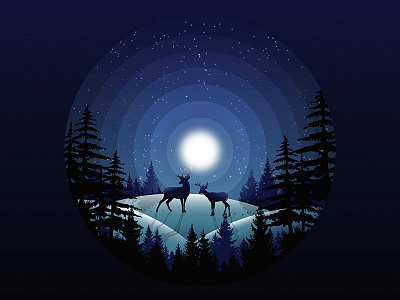 Winter Scene black blue dark digital illustration scene vector winter