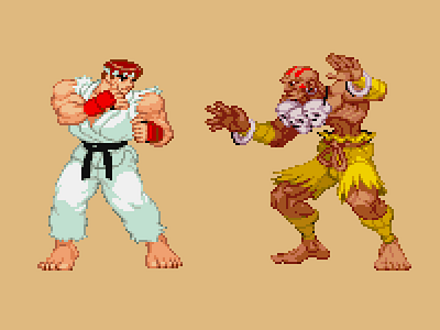 Ryu vs Dhalsim SFA3 16bit 8bit 8bitart capcom dhalsim pixel pixelart ryu sfa3 streetfighter