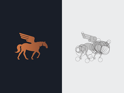Pegasus - RiveSud Limo brand flat golden ratio grid horse icon limo limousine logo mark minimal pegasus