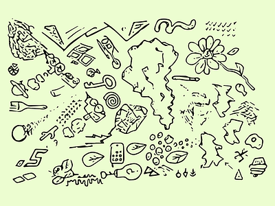 Illustrator Doodlin' blob check drawings flower fork key leaf light rock spaceship swirl worm