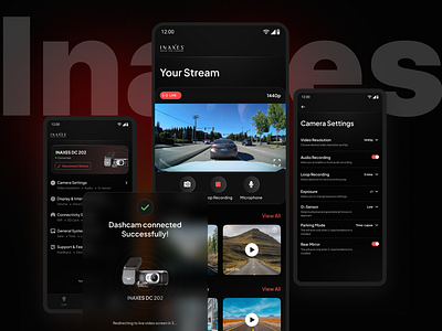 Dashcam App darkmode dashcam mobile design ui