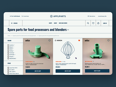 Catalog for appliance parts shop appliance parts catalog e commerce household appliances shop store ui ux webdesign website
