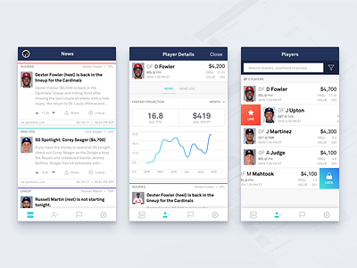 Mobile Lineup Optimization app graph ios mobile product design sports ui ux