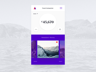 Daily UI #004 Calculator app budget calculator clean dailyui purple travel