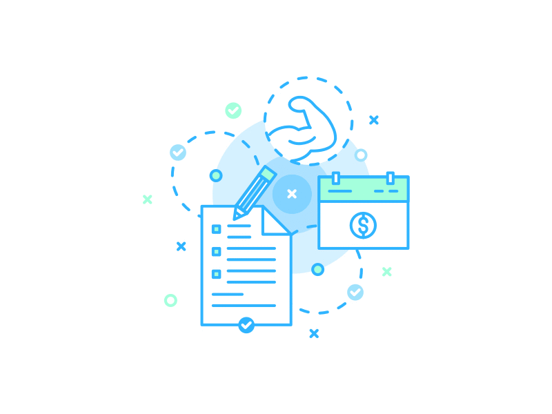 Debt Resolution Illustrations application blue bright clean debt resolution engaging fun green icons illustrations mobile money
