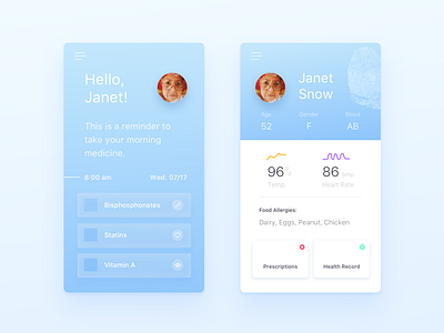 Daily UI :: 006 - User Profile app mobile blue daily ui gradient health minimal profile ui user ux