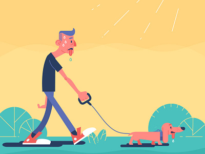 So Hot Outside! dog explainer video flat hot motion vector