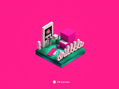 C4D 8-bit Dribbble dribbble first shot