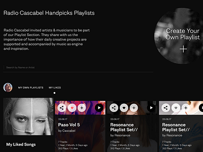 Ux Playlist Radio artists balck button design digital graphic interaction interface radio uxui