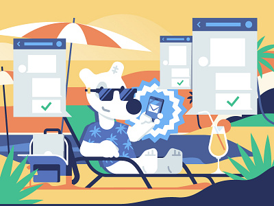 Admin community admin app beach community flat illustration spotty stolz summer vk vkontakte