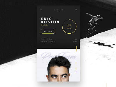 Skater profile card ui ux