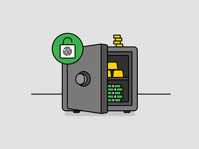 Safe Illustration flat line art money safe