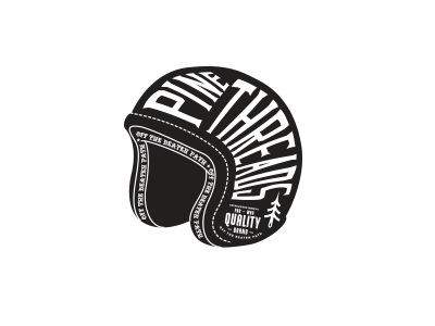 Pine Threads Moto helmet illustration lockup moto motorcycle nhammonddesign nick hammond nick hammond design nickhammonddesign.com pine threads typography