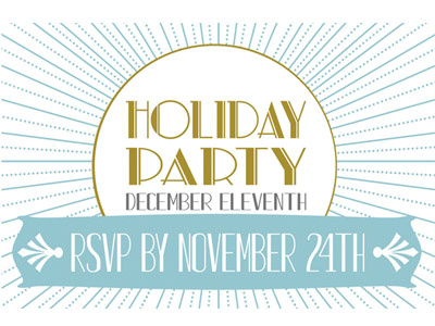 Holiday Party Invite card gatsby