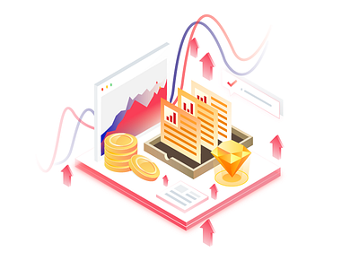 Fintech analytics diagram diamond financial fortune icon illustration information isometric technology