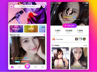 Live App app color live socializing ui