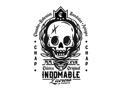 Chap Chap Liquor Bottle 2017 badge black brand classic dead indomable lettering liquor original skull