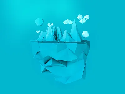 Floating Island C4d Low Poly c4d c4d lowpoly floating island low poly