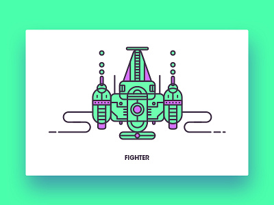 Fighter✈️ 2017 art cool cute fighter fun green illustration line stroke vector