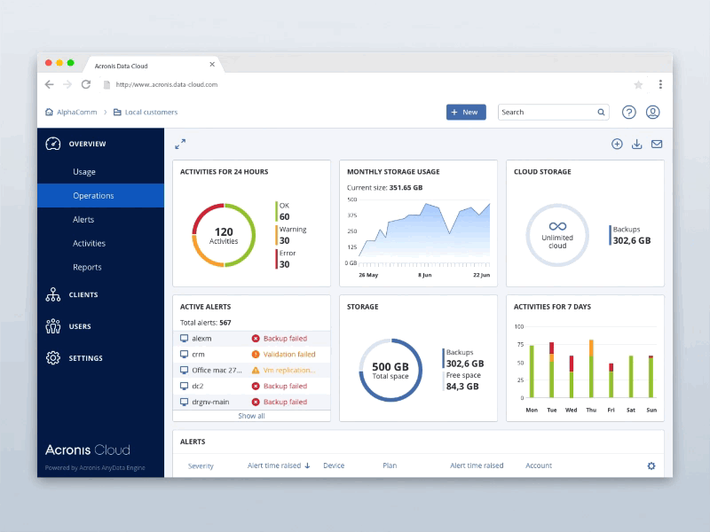 Widget settings acronis animation backup dashboard dialog interaction monitoring principle ui ux widget