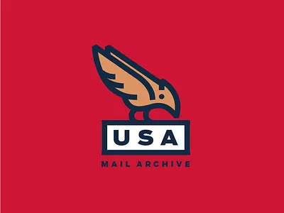 Usa Mail Archive 2d badge bird branding dailylogochallenge design flat icon illustration logo stamp vector