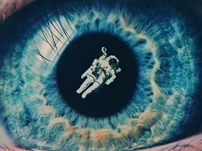 Float On astronaut collage eye floating space