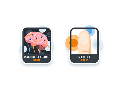 Pager: Machine Learning & Mobile Team badge brain finger human learning machine mobile sticker touch