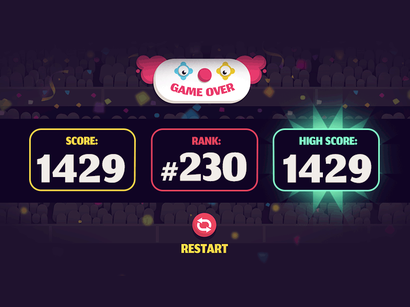 New high score! circus clown game mobile restart score ui