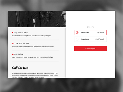 Split screen black and white buy ecommerce landing page minimal product design rebtel signup sim split screen webdesign website