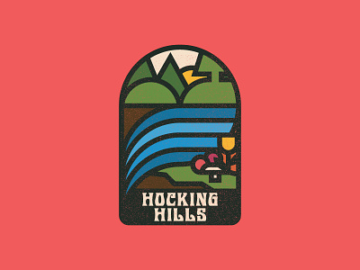 Hills Yeah! coral design enamel flat hiking logo monoline nature ohio patch psychedelic thicklines