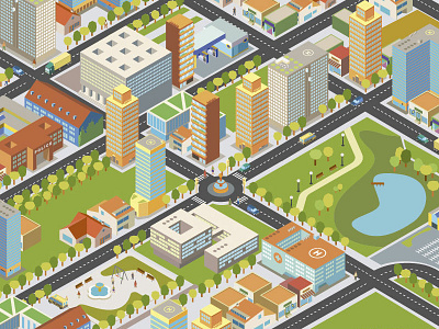 Isometric city buildings city isometric map