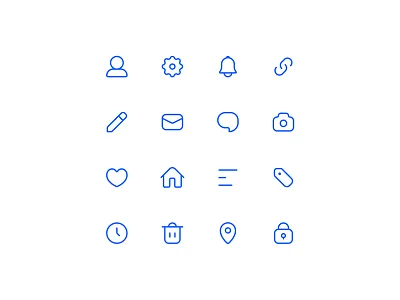 Practicing icons again bell camera chat clock email heart home icons link location pencil trash