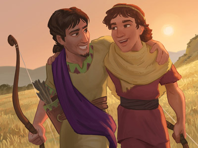 David & Jonathan bible character design characters david digital painting drawing friendship illustration kids painting