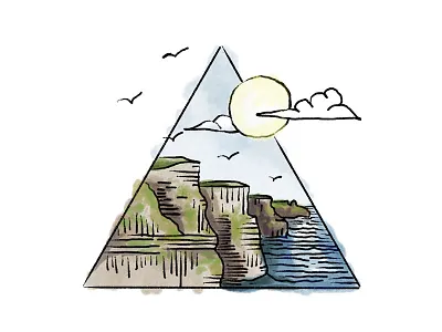 Moher cliffs of mother geometric illustration ireland irish landscape moher sea sea cliffs sketch watercolor