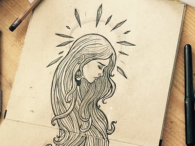 girl face girl ink sketch sketchbook