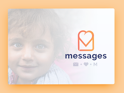 Messages Logo concept heart hope letter logo love message orange