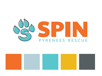 Spin Logo dog logo paw pets pyrenees rescue rescue dog