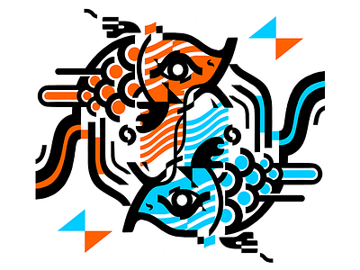 Koi couple fish glitch glitches japan japanese koi lines vector