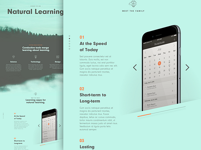 Conductive Preview branding calendar green learning lms mood responsive slider ui ux web