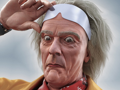 Doc Emmett Brown allegorithmic backtothefuture christopherlloyd emmettbrown pixologic protrait realist substancepainter vray zbrush